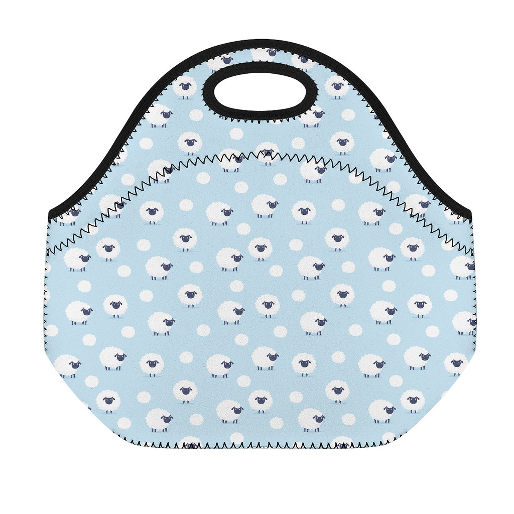 Cute Sheep Pattern Print Neoprene Lunch Bag