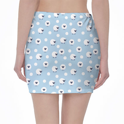 Cute Sheep Pattern Print Pencil Mini Skirt