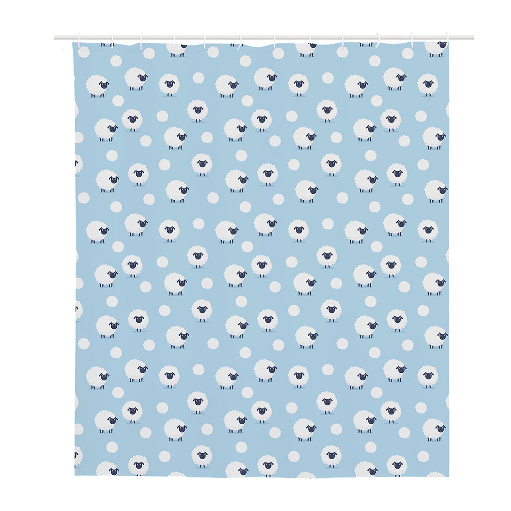 Cute Sheep Pattern Print Polyester Shower Curtain