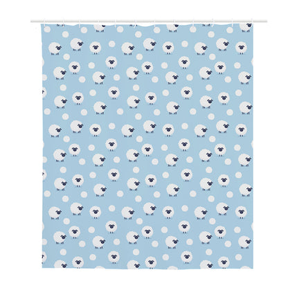 Cute Sheep Pattern Print Polyester Shower Curtain