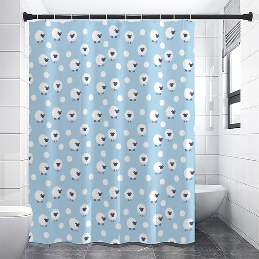 Cute Sheep Pattern Print Premium Shower Curtain