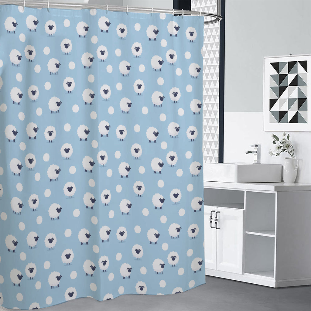 Cute Sheep Pattern Print Premium Shower Curtain