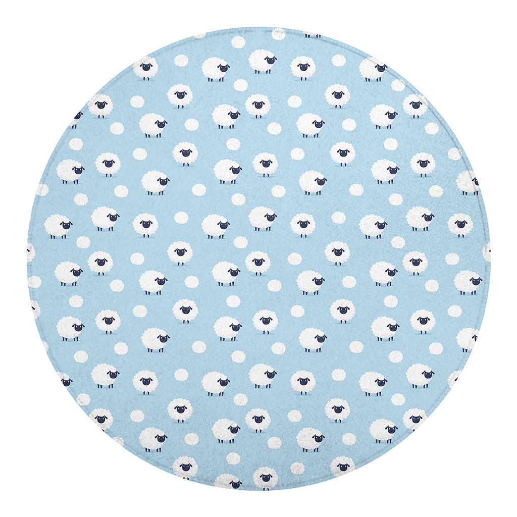 Cute Sheep Pattern Print Round Blanket