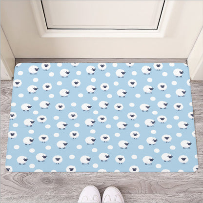 Cute Sheep Pattern Print Rubber Doormat