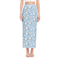 Cute Sheep Pattern Print Side Slit Maxi Skirt