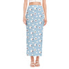 Cute Sheep Pattern Print Side Slit Maxi Skirt