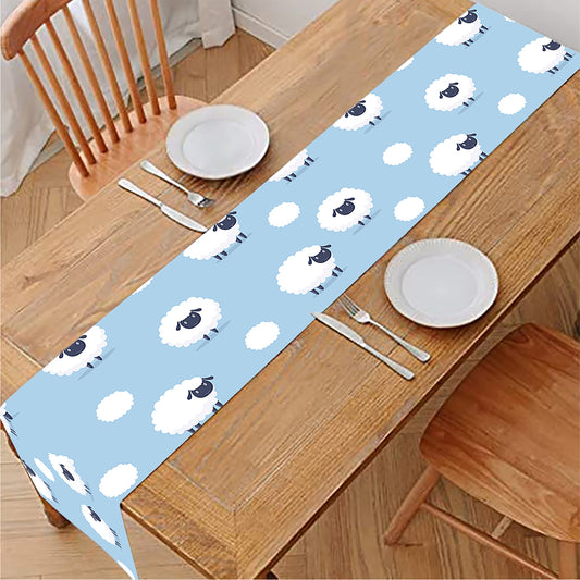 Cute Sheep Pattern Print Table Runner