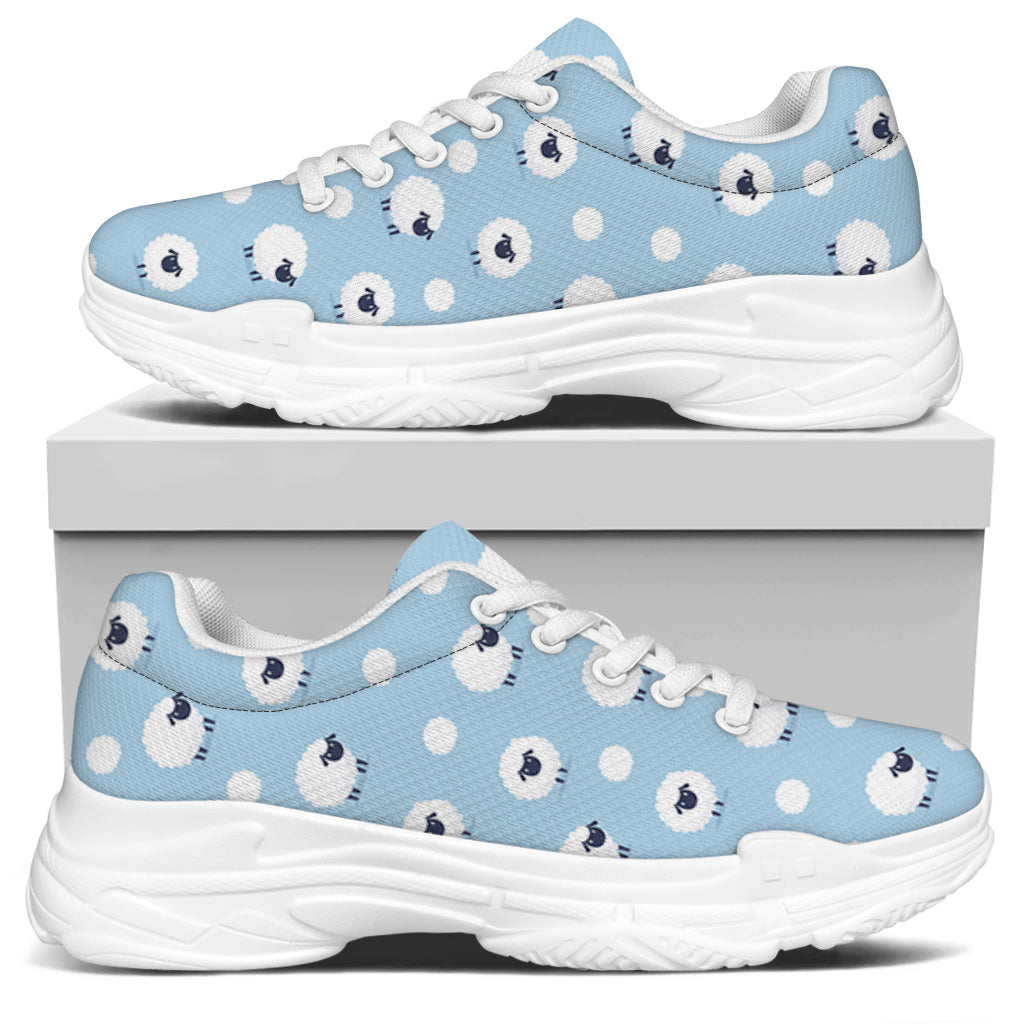 Cute Sheep Pattern Print White Chunky Shoes