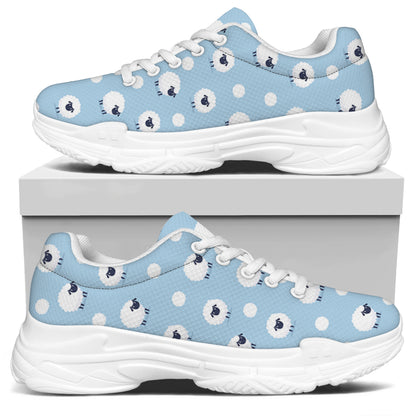 Cute Sheep Pattern Print White Chunky Shoes