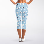 Cute Sheep Pattern Print Women's Capri Leggings
