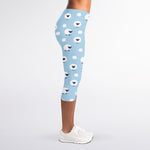 Cute Sheep Pattern Print Women's Capri Leggings