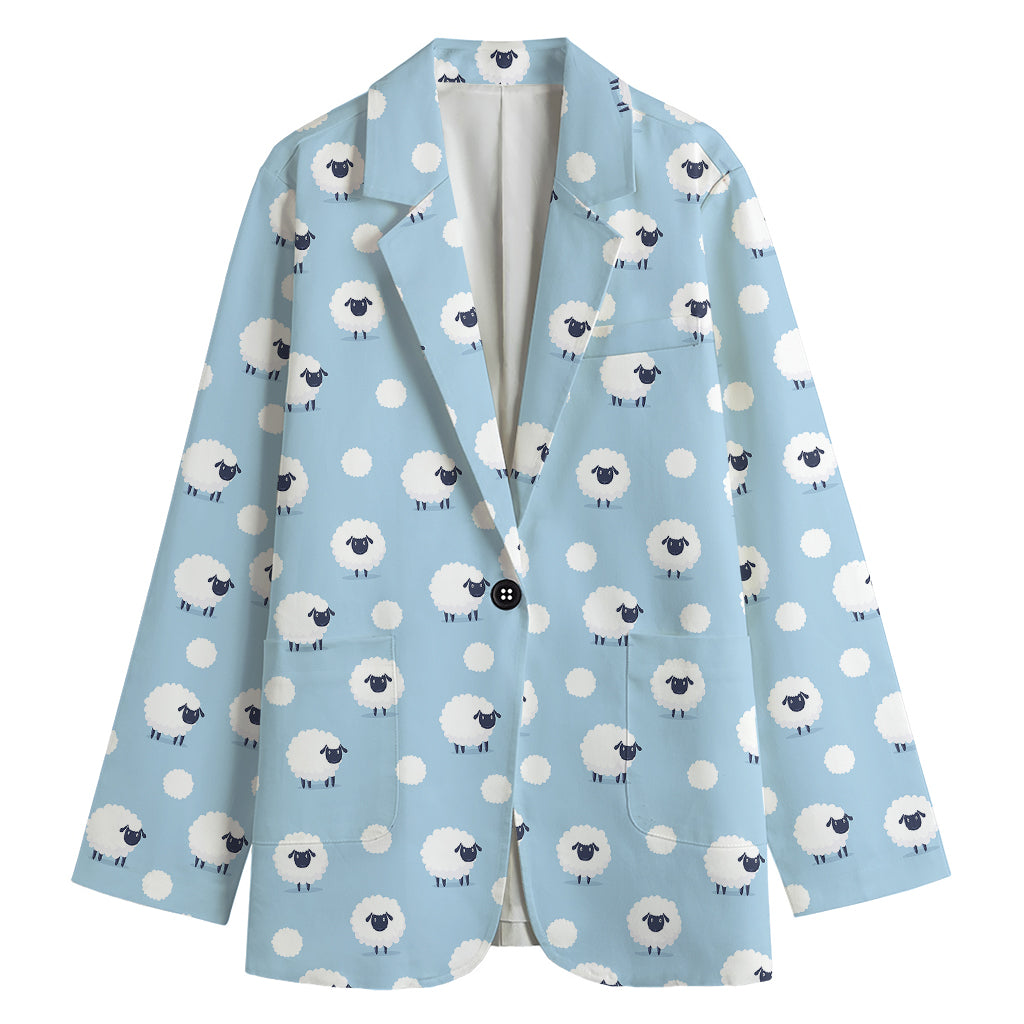 Cute Sheep Pattern Print Women's Cotton Blazer