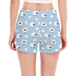 Cute Sheep Pattern Print Women's Split Running Shorts
