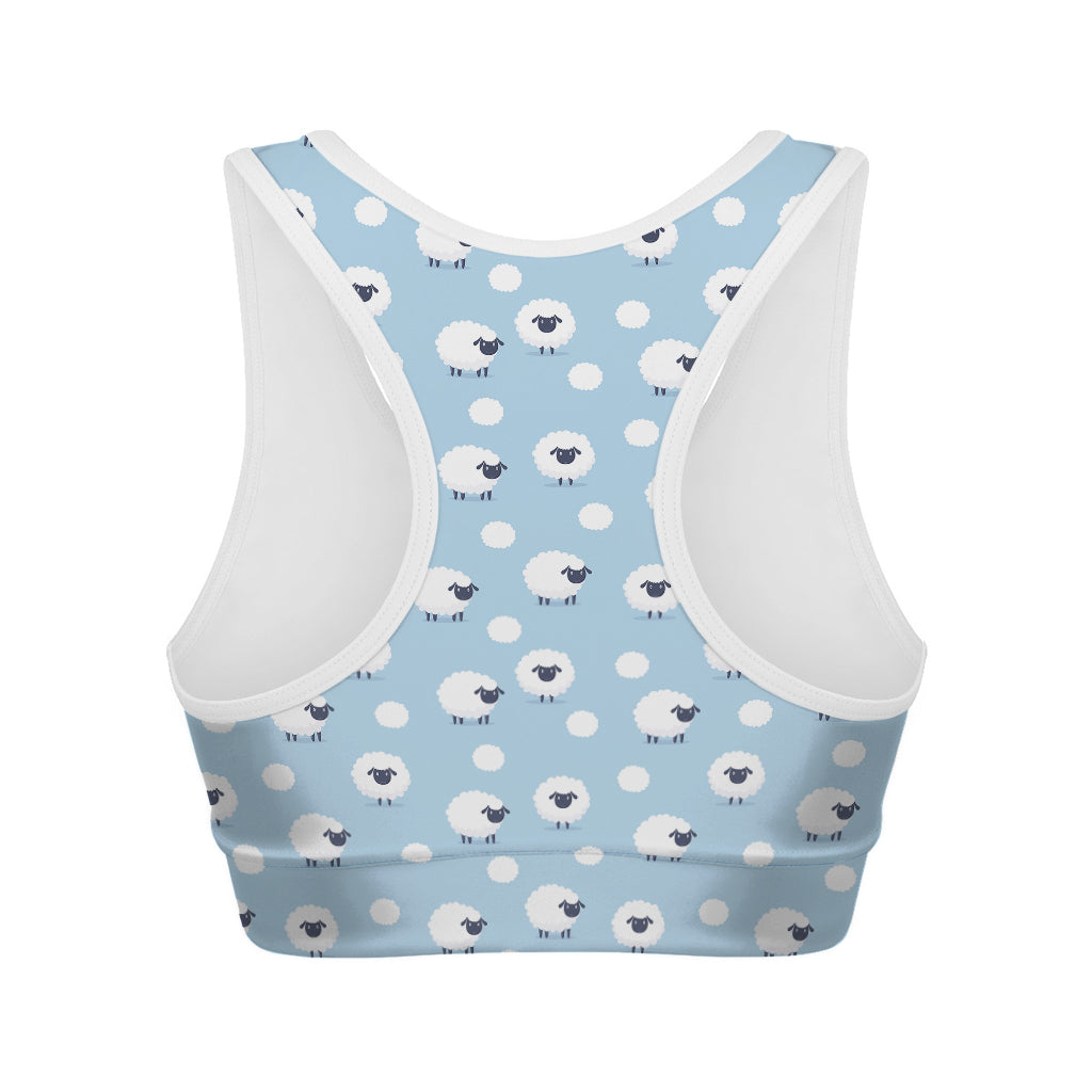 Cute Sheep Pattern Print Women's Sports Bra