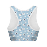 Cute Sheep Pattern Print Women's Sports Bra