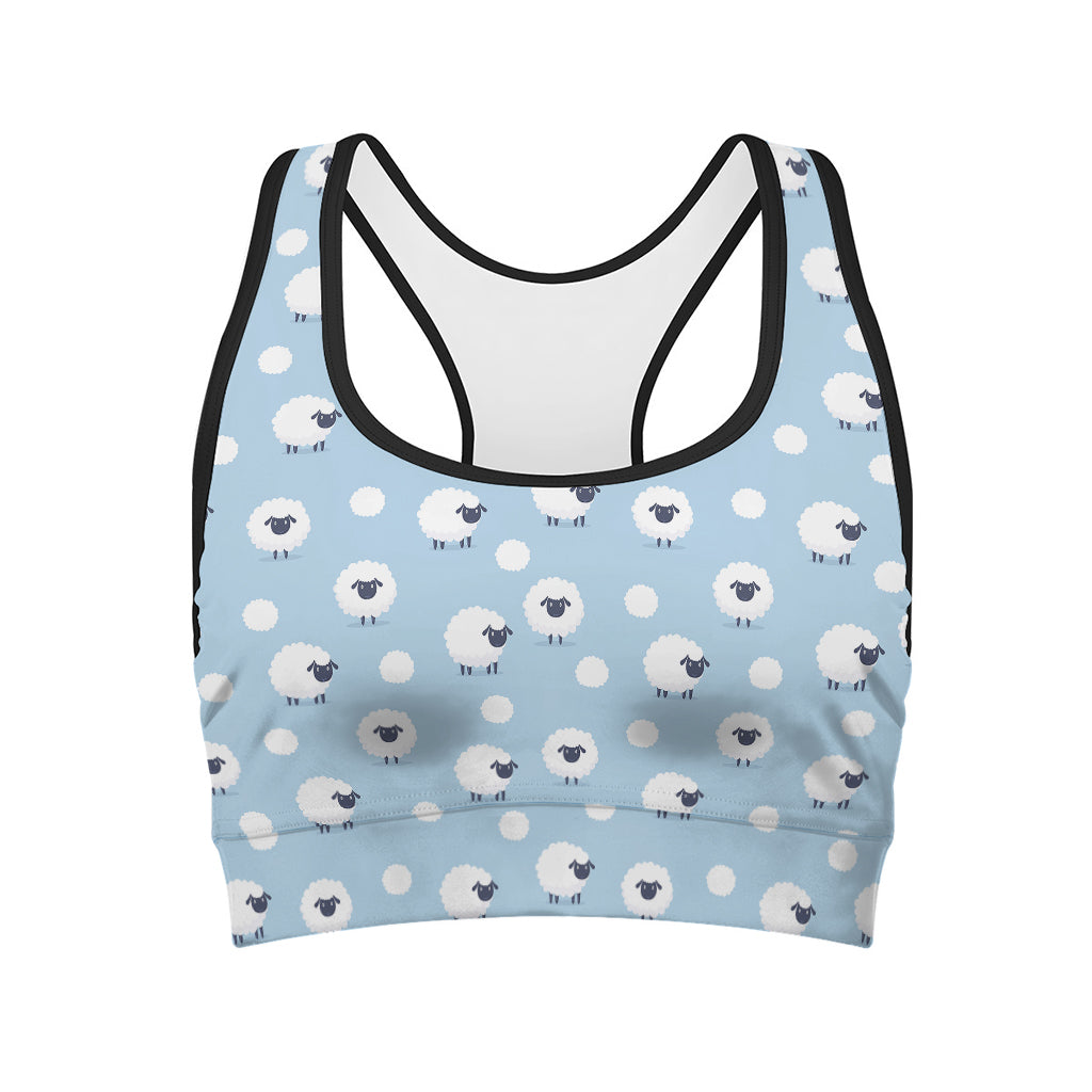 Cute Sheep Pattern Print Women's Sports Bra