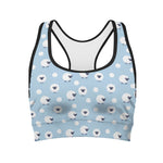 Cute Sheep Pattern Print Women's Sports Bra