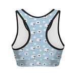 Cute Sheep Pattern Print Women's Sports Bra