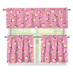 Cute Shih Tzu Pattern Print 3 Piece Kitchen Curtains