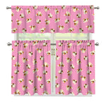 Cute Shih Tzu Pattern Print 3 Piece Kitchen Curtains