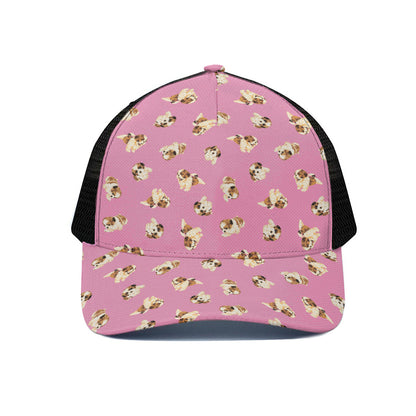 Cute Shih Tzu Pattern Print Black Mesh Trucker Cap