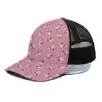 Cute Shih Tzu Pattern Print Black Mesh Trucker Cap
