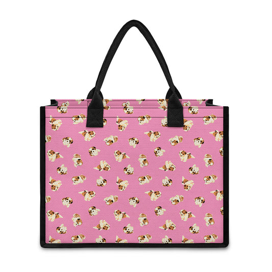 Cute Shih Tzu Pattern Print Canvas Tote Bag