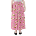 Cute Shih Tzu Pattern Print Chiffon Maxi Skirt