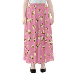 Cute Shih Tzu Pattern Print Chiffon Maxi Skirt