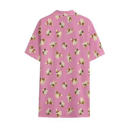 Cute Shih Tzu Pattern Print Cotton Hawaiian Shirt