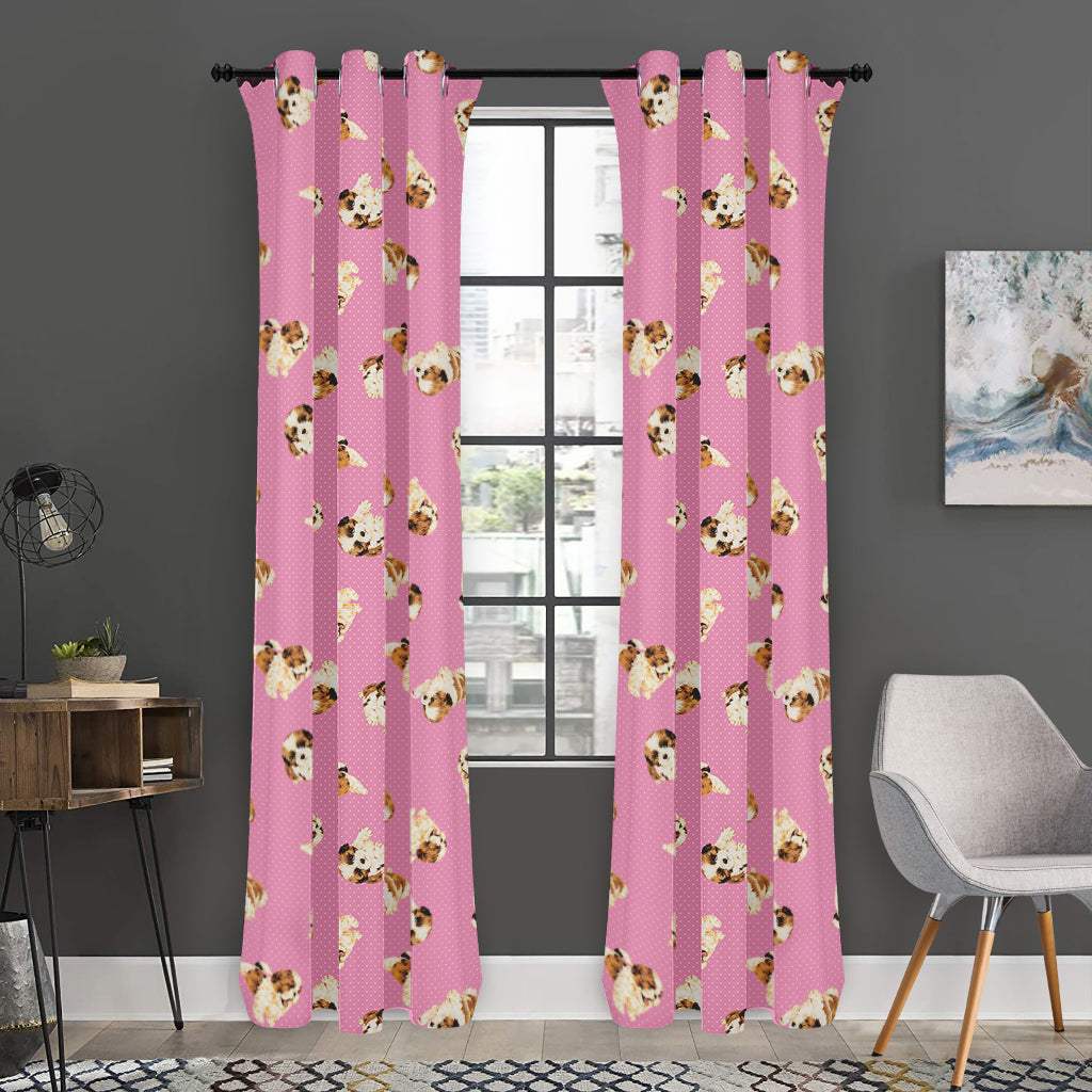 Cute Shih Tzu Pattern Print Curtain