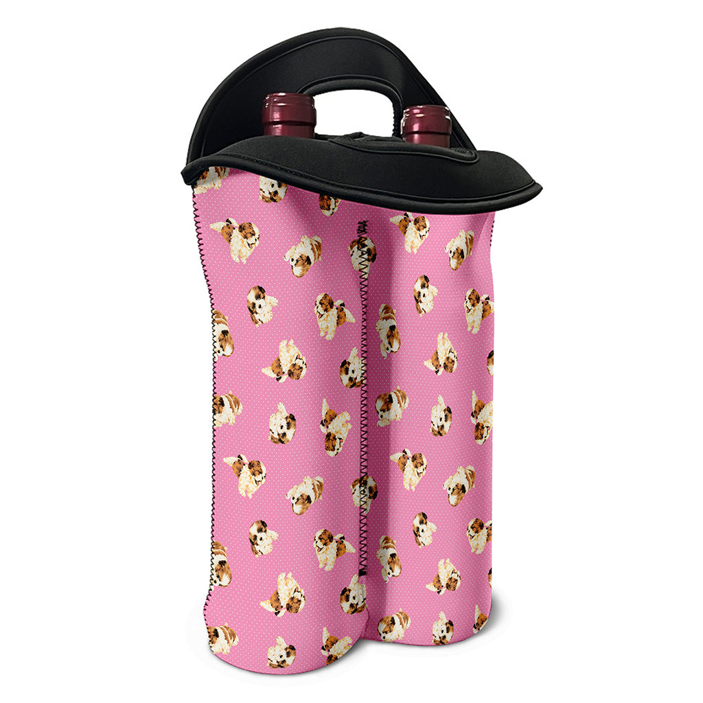 Cute Shih Tzu Pattern Print Double Neoprene Wine Tote