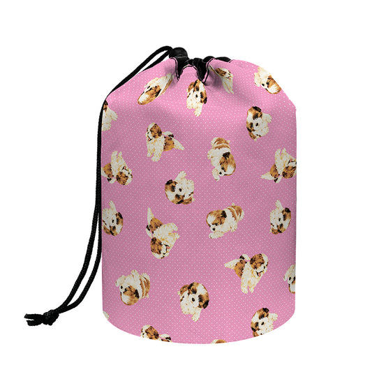 Cute Shih Tzu Pattern Print Drawstring Makeup Bag