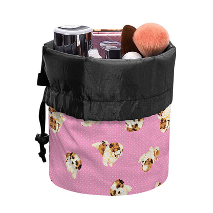 Cute Shih Tzu Pattern Print Drawstring Makeup Bag