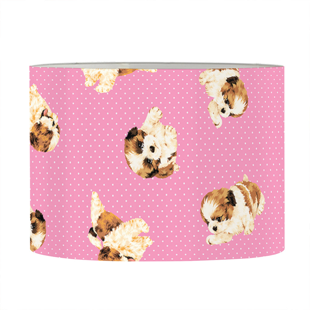 Cute Shih Tzu Pattern Print Drum Lamp Shade