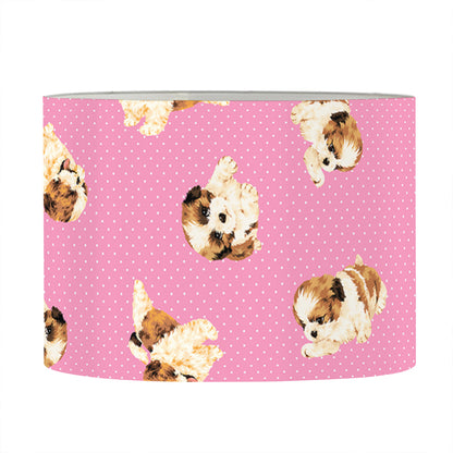 Cute Shih Tzu Pattern Print Drum Lamp Shade