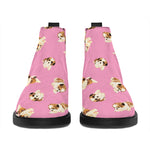 Cute Shih Tzu Pattern Print Flat Ankle Boots