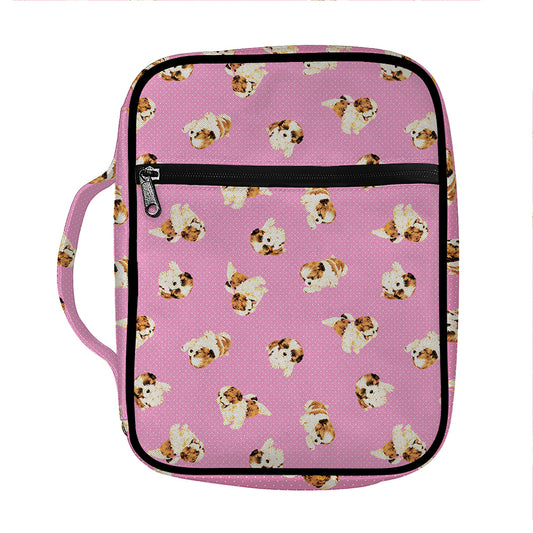Cute Shih Tzu Pattern Print Front Pocket Bible Bag