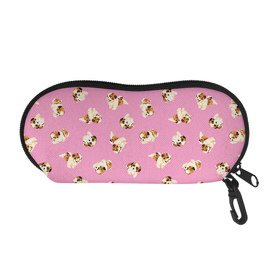 Cute Shih Tzu Pattern Print Glasses Case