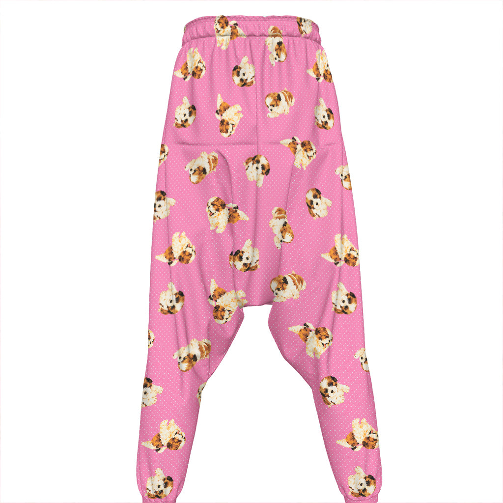 Cute Shih Tzu Pattern Print Hammer Pants