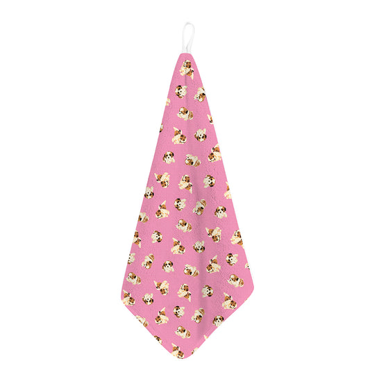 Cute Shih Tzu Pattern Print Hand Towel