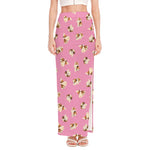 Cute Shih Tzu Pattern Print High Slit Maxi Skirt