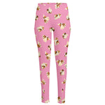 Cute Shih Tzu Pattern Print High-Waisted Pocket Leggings