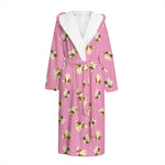 Cute Shih Tzu Pattern Print Hooded Bathrobe
