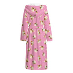 Cute Shih Tzu Pattern Print Hooded Bathrobe