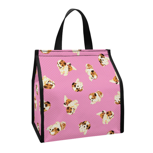 Cute Shih Tzu Pattern Print Insulated Lunch Tote