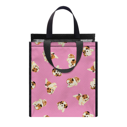 Cute Shih Tzu Pattern Print Insulated Lunch Tote