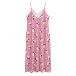 Cute Shih Tzu Pattern Print Jersey Midi Cami Dress