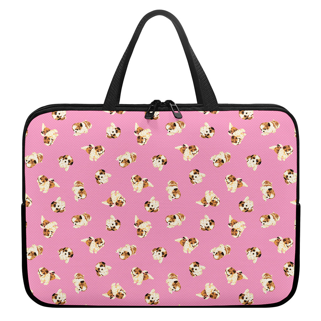 Cute Shih Tzu Pattern Print Laptop Sleeve With Handle