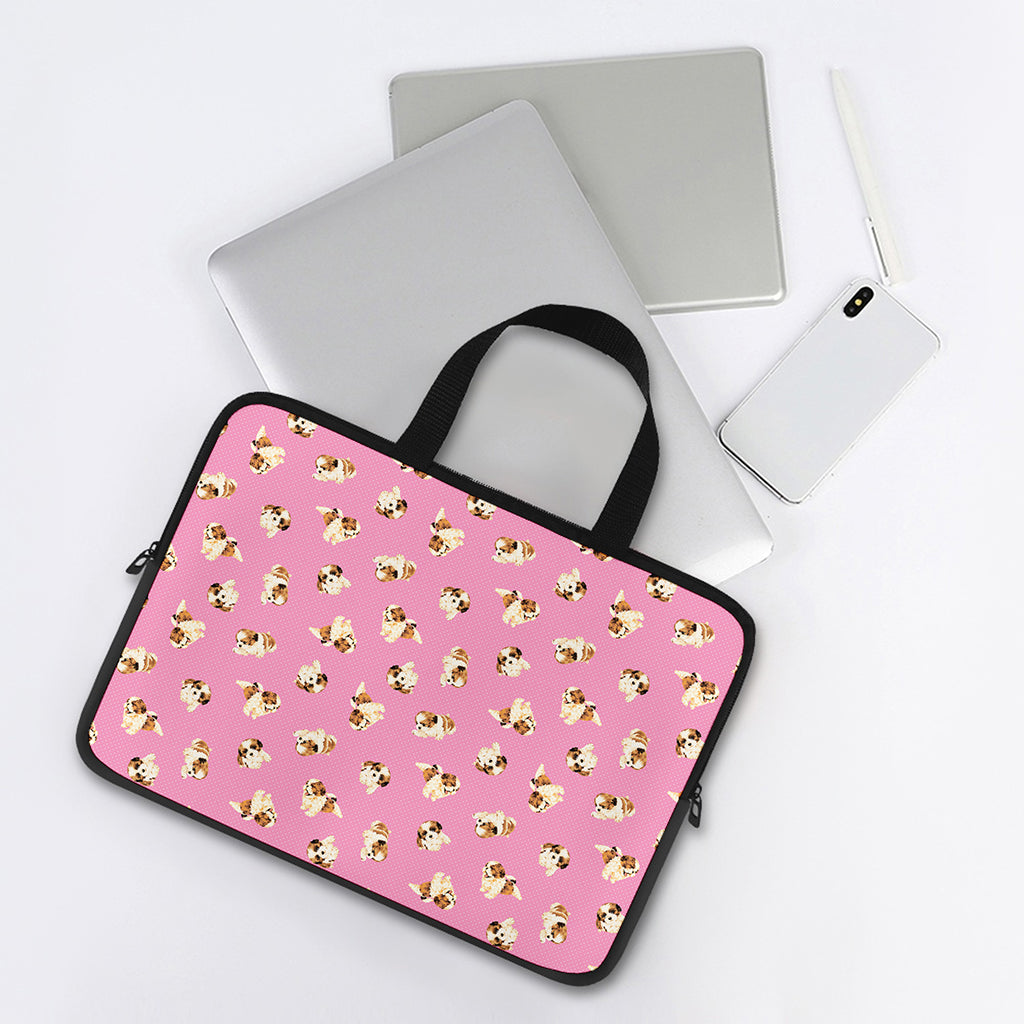 Cute Shih Tzu Pattern Print Laptop Sleeve With Handle